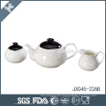 Wholesale price small white and black color ceramic moroccan style tea set